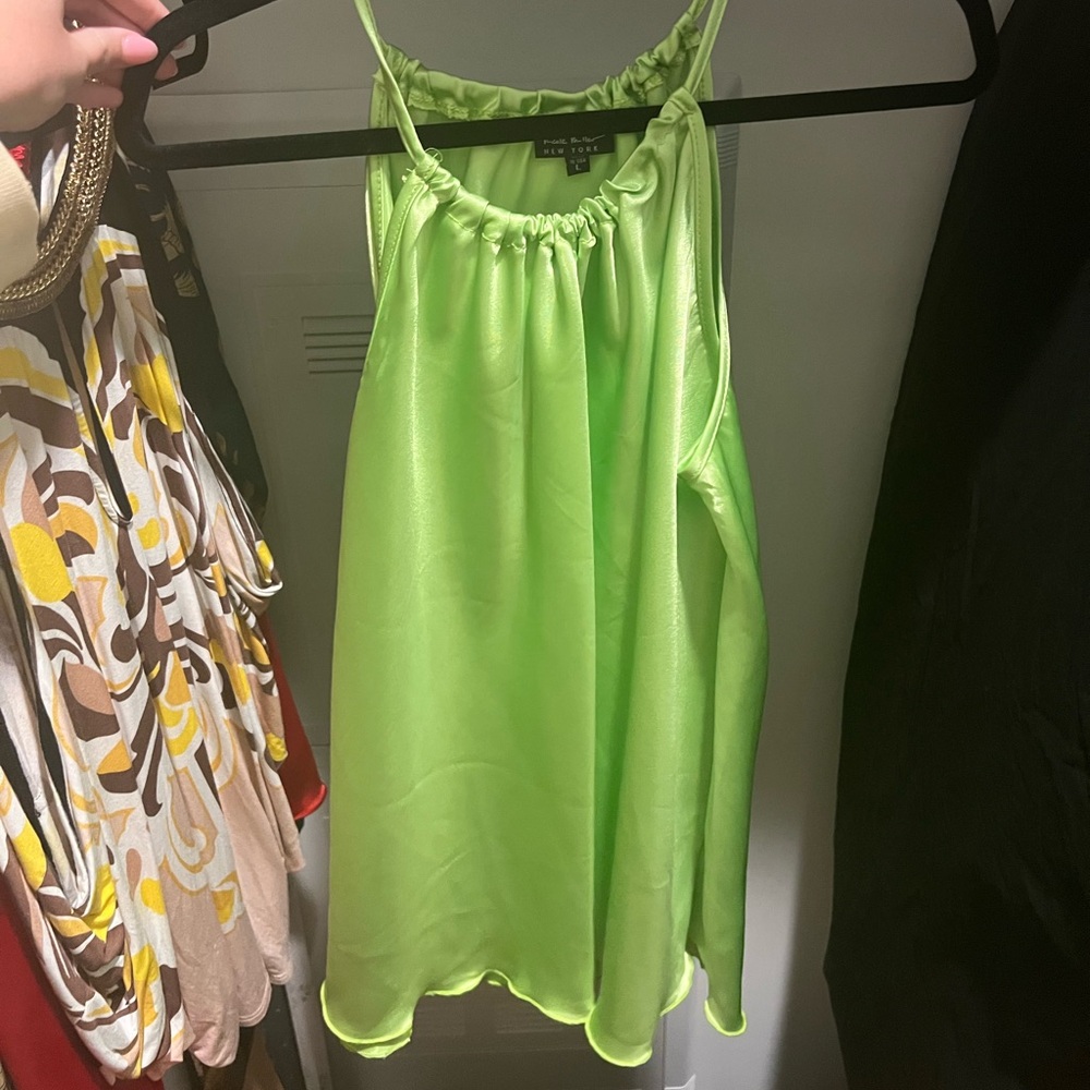 L Silk Green Top